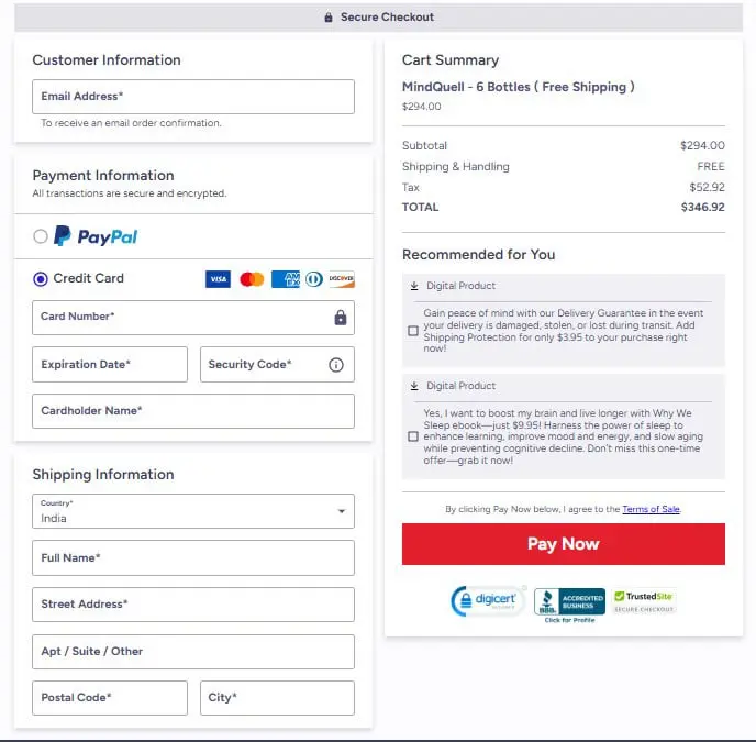 MindQuell Checkout